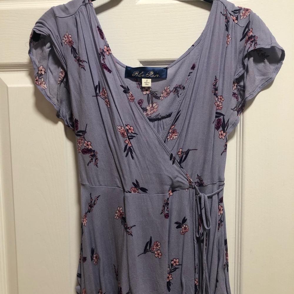 Floral purple wrap blouse